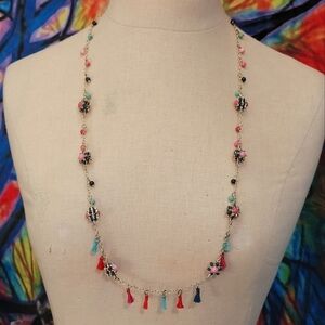 Talbots Boho Rhinestone & Tassel Necklace